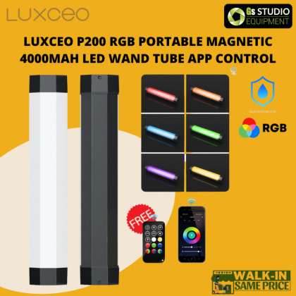 Luxceo P200 RGB Portable Magnetic 4000mAh LED Photo Video Light Wand Tube App Control IP67 Waterproof